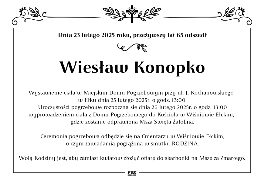 Wiesław Konopko - nekrolog